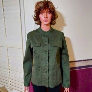 SANCTUARY ARMY GREEN COLLARLESS UTILITY JACKET SIZE M NWOT